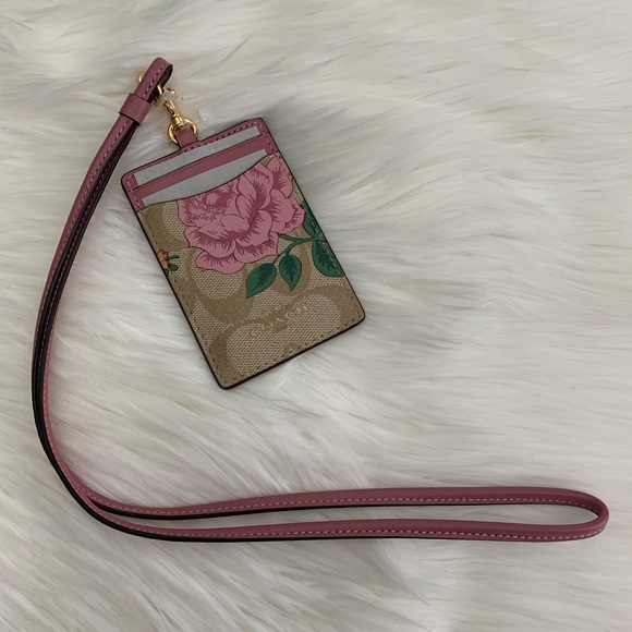 Coach Accessories - NWT: Coach ID Lanyard In Signature Canvas Rose